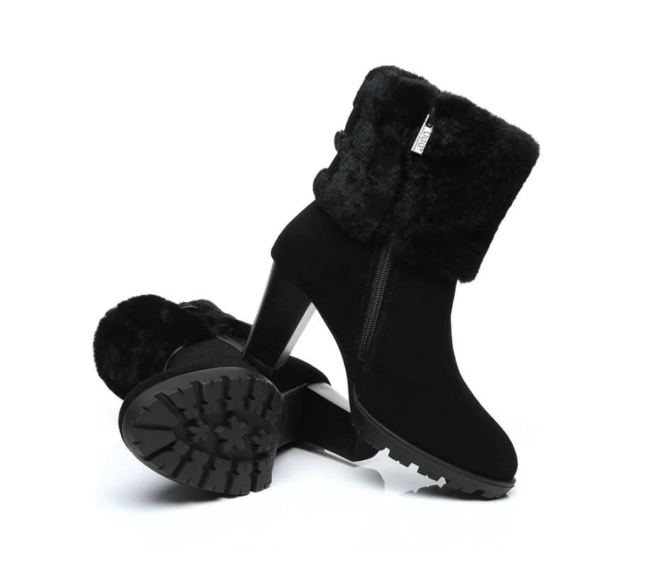 AUSTRALIAN SHEPHERD® UGG Women Shearling Zipper Heel Boots Candice AS 6002