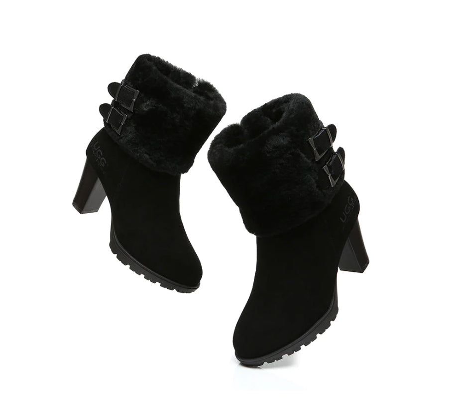 AUSTRALIAN SHEPHERD® UGG Women Shearling Zipper Heel Boots Candice AS 6002