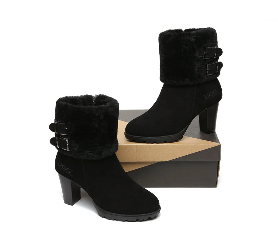 AUSTRALIAN SHEPHERD® UGG Women Shearling Zipper Heel Boots Candice AS 6002