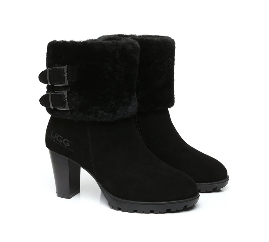 AUSTRALIAN SHEPHERD® UGG Women Shearling Zipper Heel Boots Candice AS 6002
