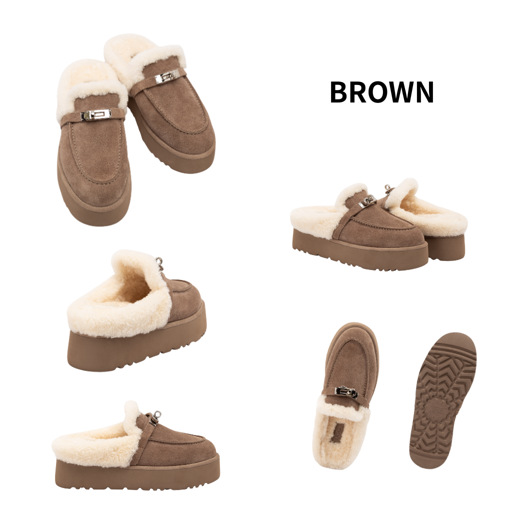 OZWEAR UGG Women's Shearling Platform Mule OB 1104