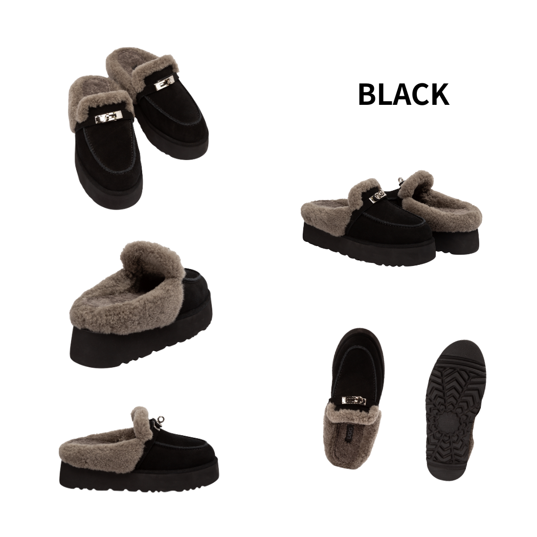 OZWEAR UGG Women's Shearling Platform Mule OB 1104