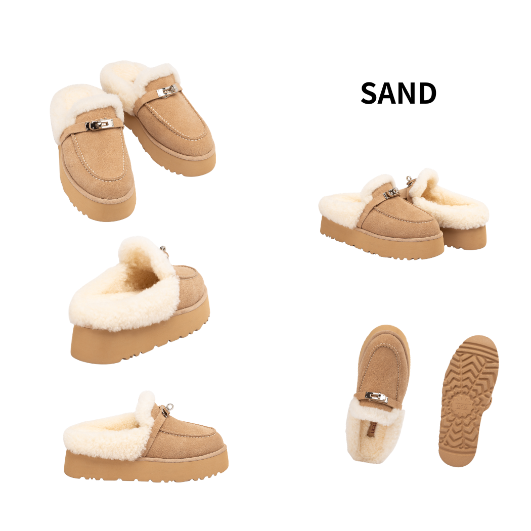 OZWEAR UGG Women's Shearling Platform Mule OB 1104