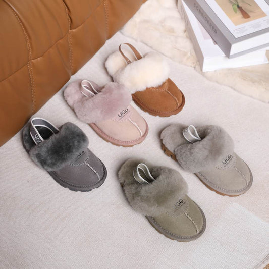 AUSTRALIAN SHEPHERD® UGG Slippers Kids Sheepskin Wool Slingback Waffle Plus AS 2043K