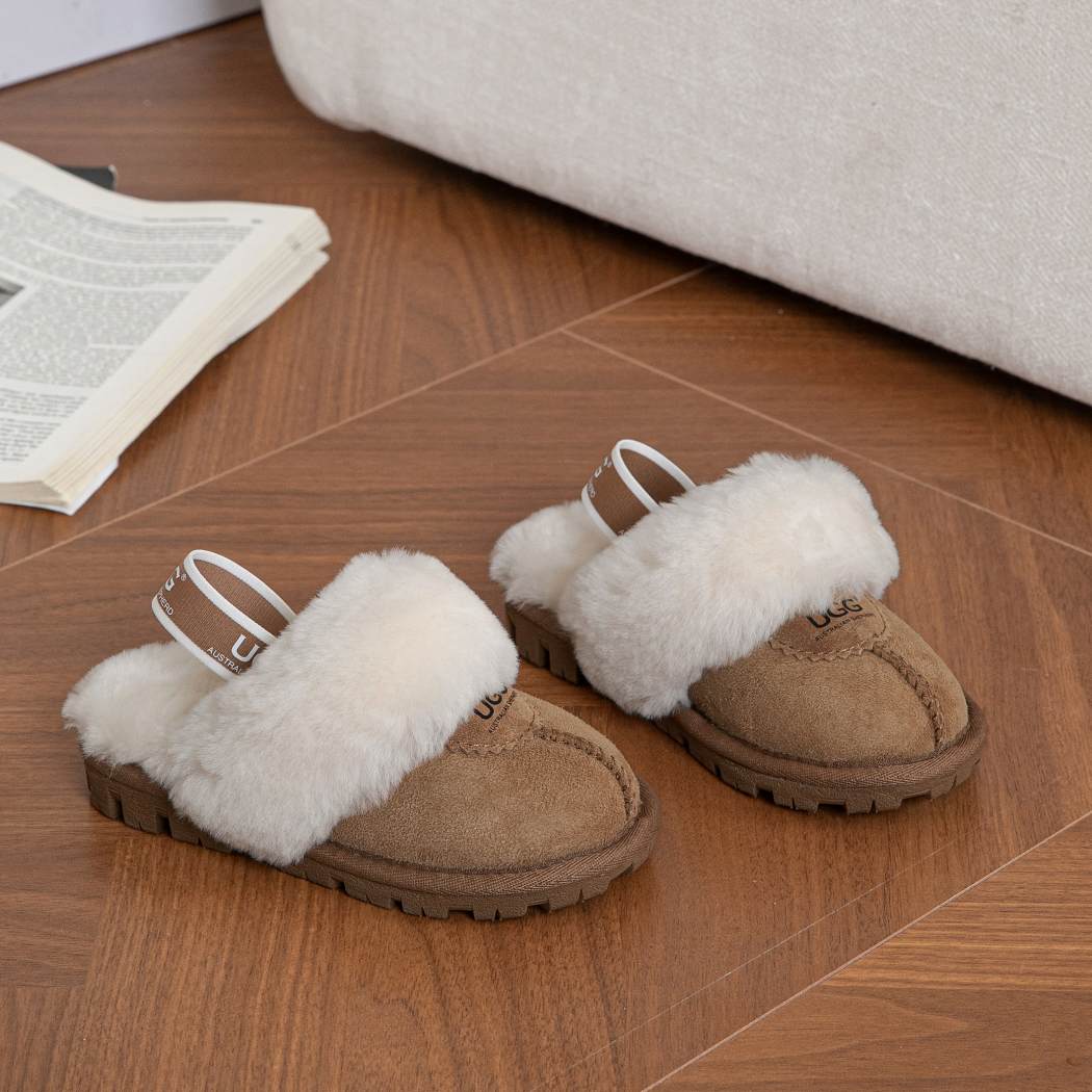AUSTRALIAN SHEPHERD® UGG Slippers Kids Sheepskin Wool Slingback Waffle Plus AS 2043K