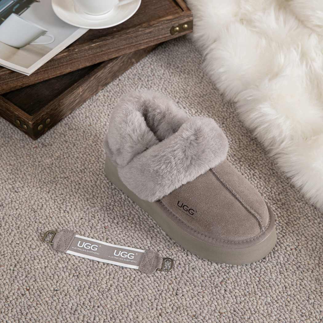 AUSTRALIAN SHEPHERD® 3-Way Style UGG Women Slippers Removable Wool Strap Slingback Platform Musa AS 2077