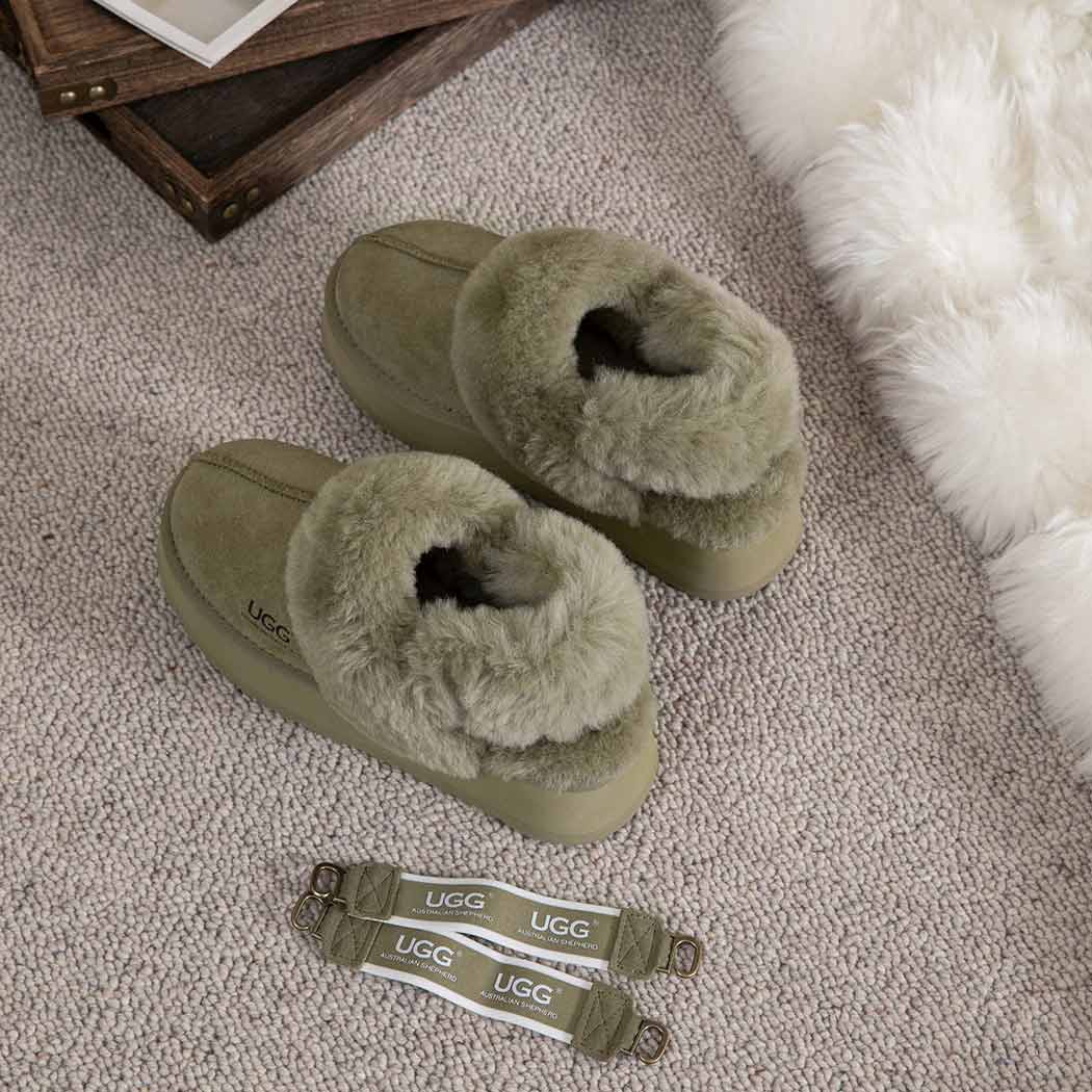 AUSTRALIAN SHEPHERD® 3-Way Style UGG Women Slippers Removable Wool Strap Slingback Platform Musa AS 2077