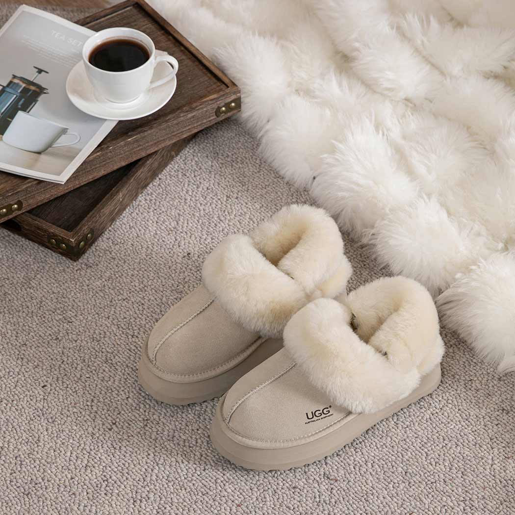 AUSTRALIAN SHEPHERD® 3-Way Style UGG Women Slippers Removable Wool Strap Slingback Platform Musa AS 2077