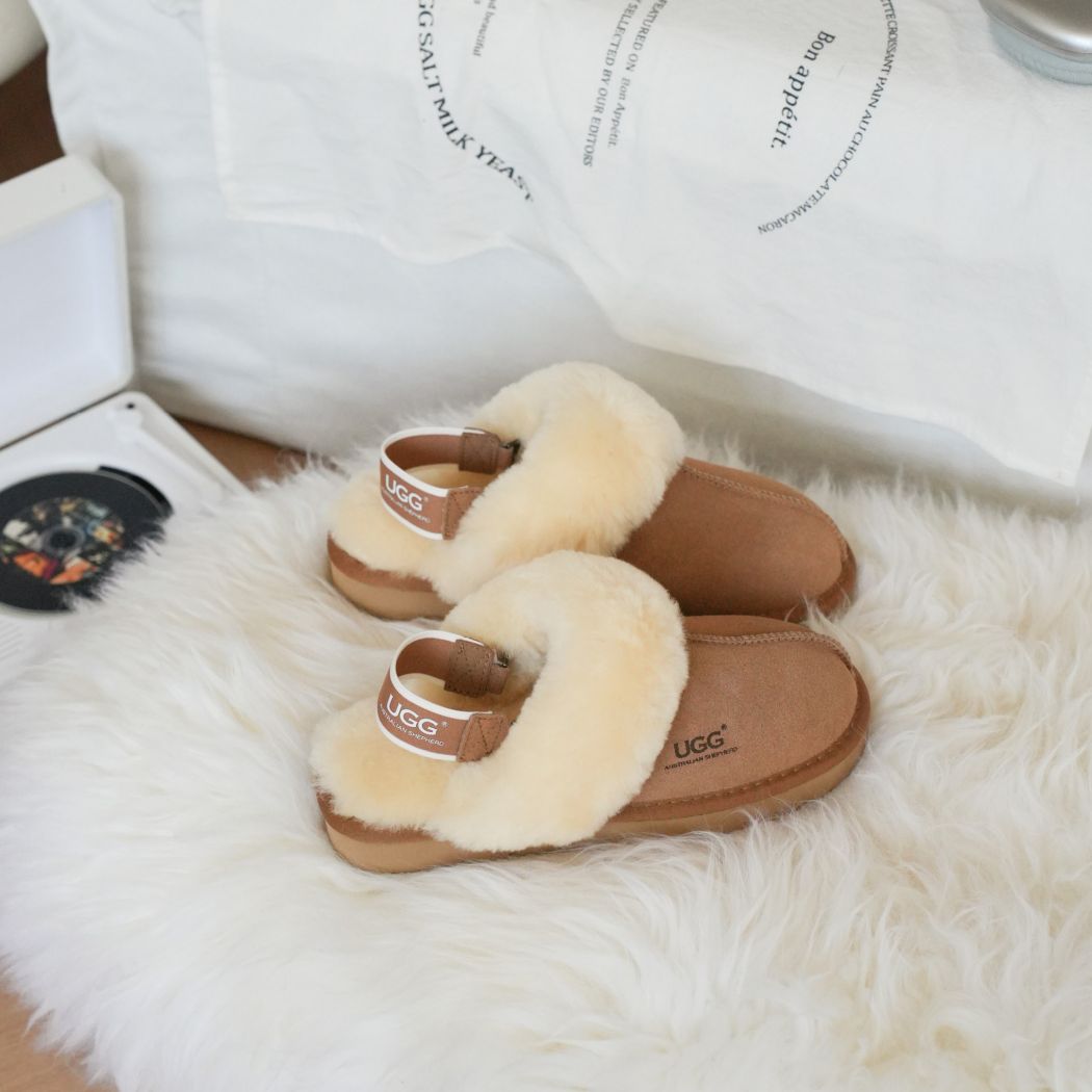 AUSTRALIAN SHEPHERD® 3-Way Style UGG Women Slippers Removable Wool Strap Slingback Muffin Fluffy AS 2082