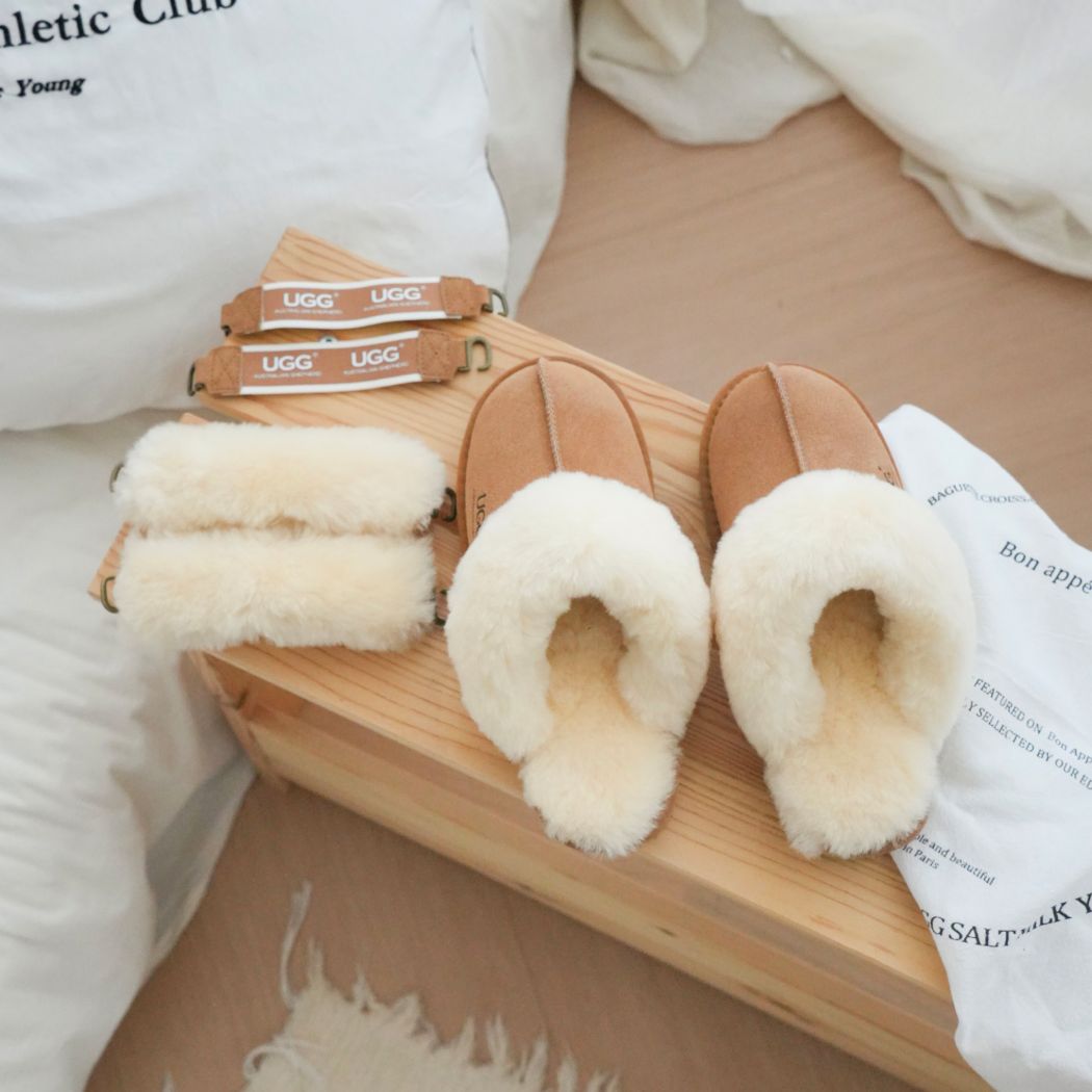 AUSTRALIAN SHEPHERD® 3-Way Style UGG Women Slippers Removable Wool Strap Slingback Muffin Fluffy AS 2082