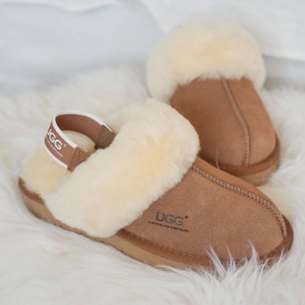 AUSTRALIAN SHEPHERD® 3-Way Style UGG Women Slippers Removable Wool Strap Slingback Muffin Fluffy AS 2082