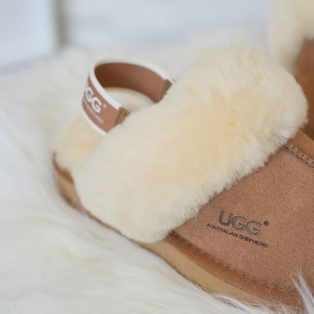 AUSTRALIAN SHEPHERD® 3-Way Style UGG Women Slippers Removable Wool Strap Slingback Muffin Fluffy AS 2082