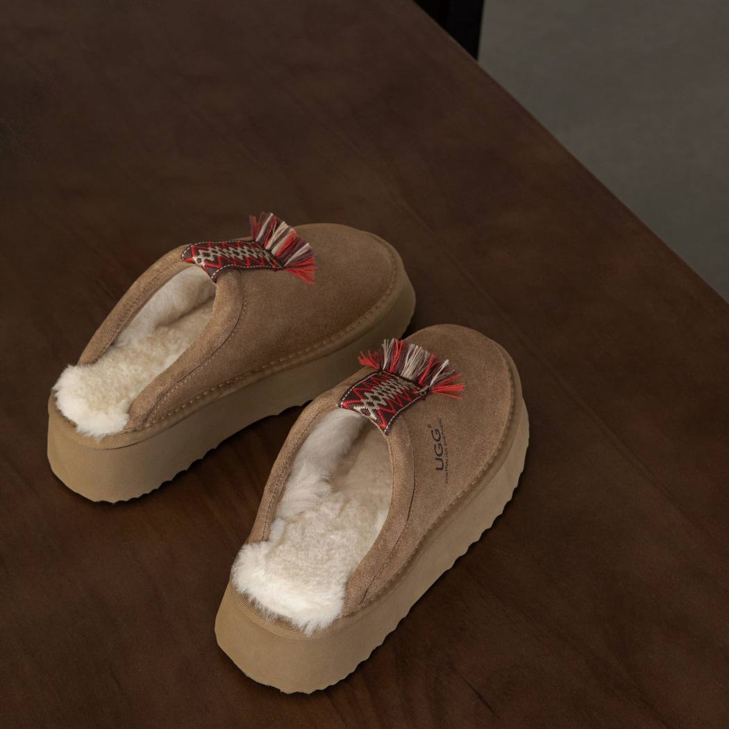 AUSTRALIAN SHEPHERD® UGG Slippers Sheepskin Wool Platform Tazzy Calla AS 2084