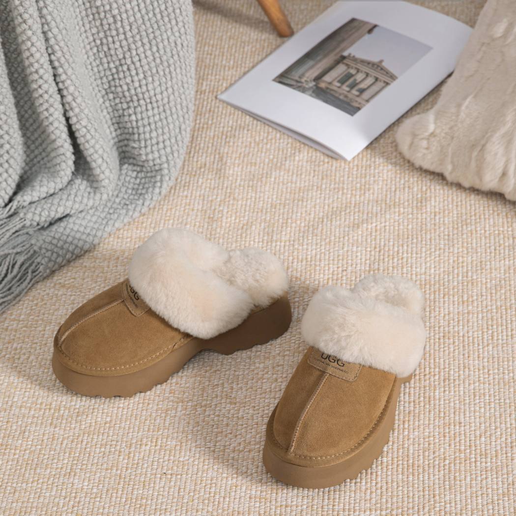AUSTRALIAN SHEPHERD® 3-Way Style UGG Slippers Women Removable Wool Strap Slingback Chunky Platform Muna AS 2087