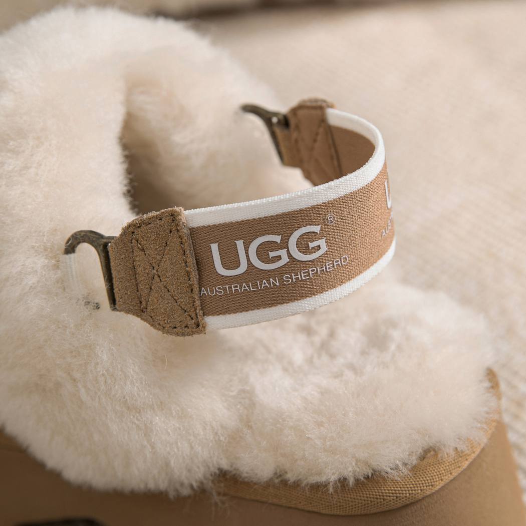 AUSTRALIAN SHEPHERD® 3-Way Style UGG Slippers Women Removable Wool Strap Slingback Chunky Platform Muna AS 2087