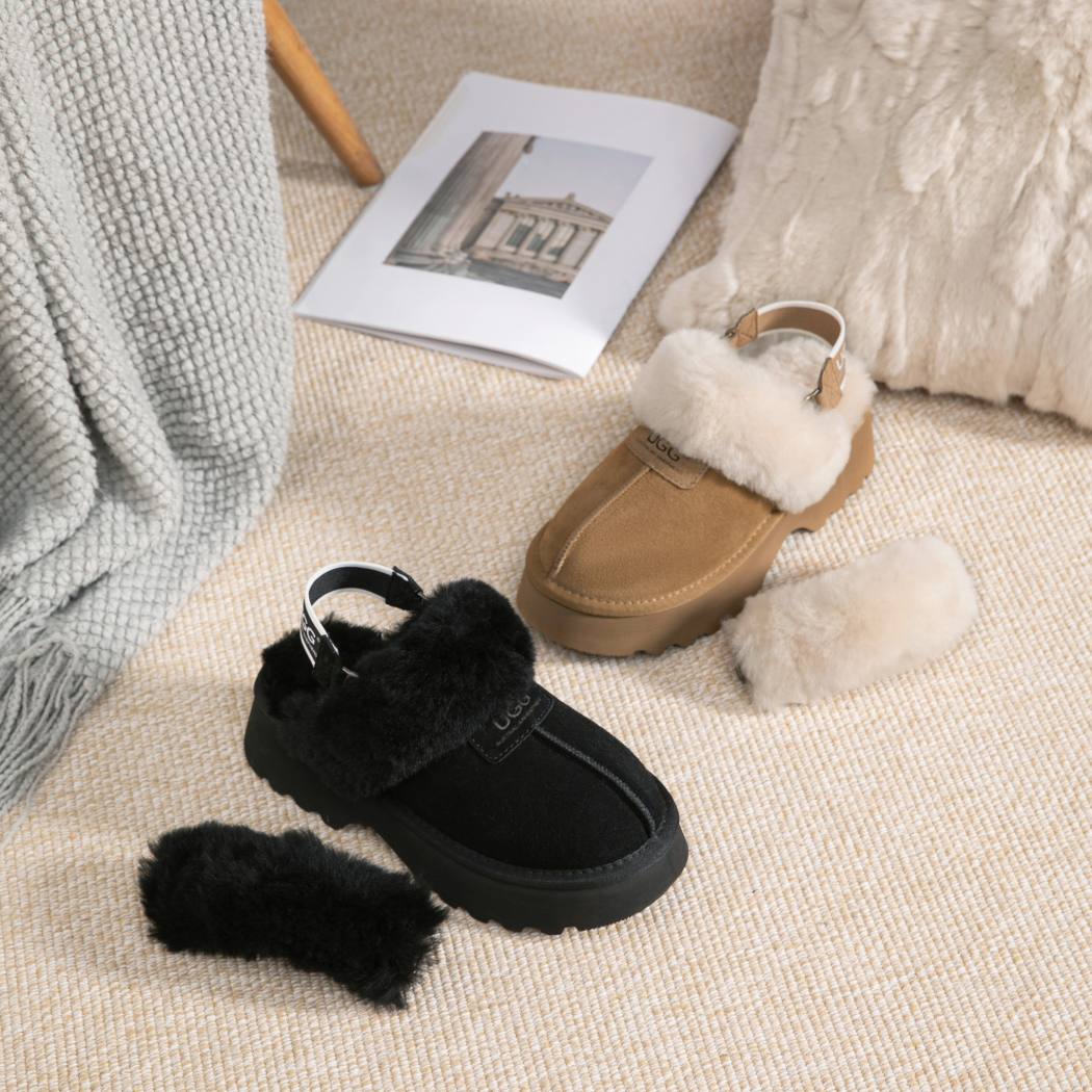 AUSTRALIAN SHEPHERD® 3-Way Style UGG Slippers Women Removable Wool Strap Slingback Chunky Platform Muna AS 2087