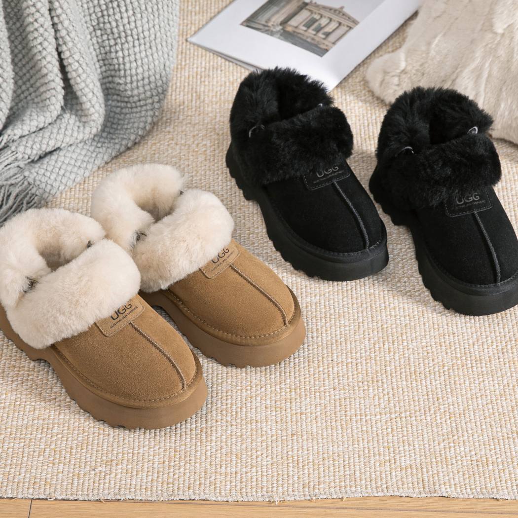 AUSTRALIAN SHEPHERD® 3-Way Style UGG Slippers Women Removable Wool Strap Slingback Chunky Platform Muna AS 2087