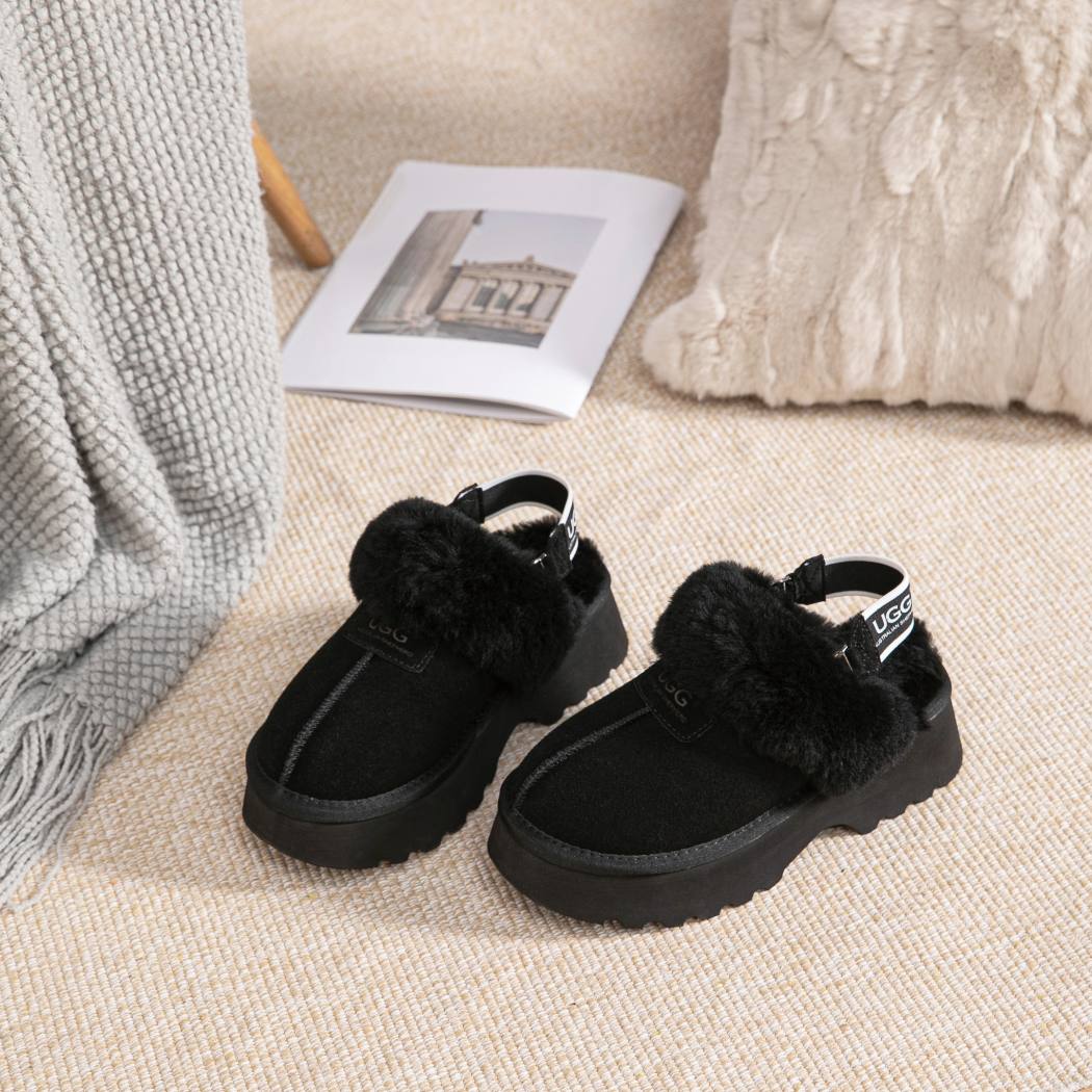 AUSTRALIAN SHEPHERD® 3-Way Style UGG Slippers Women Removable Wool Strap Slingback Chunky Platform Muna AS 2087