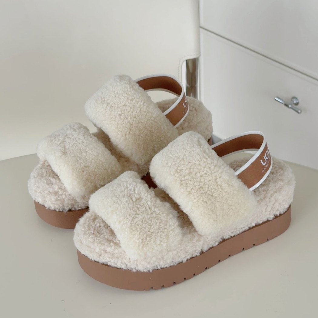 AUSTRALIAN SHEPHERD® UGG Women Double Strap Slingback Platform Fluffy Slides Lyam AS 2103