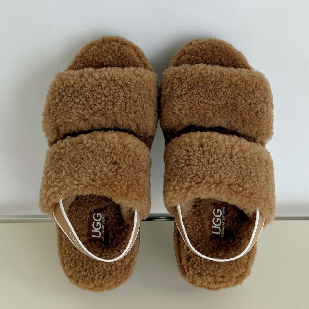 AUSTRALIAN SHEPHERD® UGG Women Double Strap Slingback Platform Fluffy Slides Lyam AS 2103