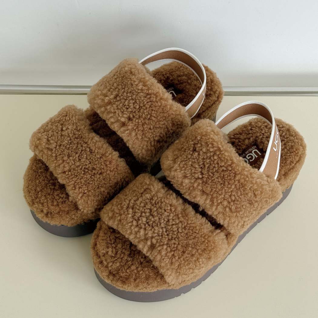 AUSTRALIAN SHEPHERD® UGG Women Double Strap Slingback Platform Fluffy Slides Lyam AS 2103