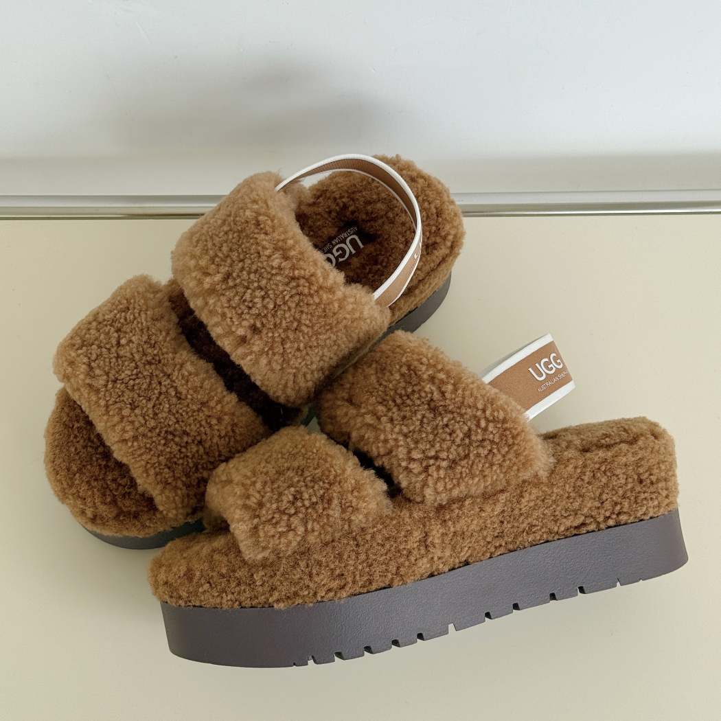 AUSTRALIAN SHEPHERD® UGG Women Double Strap Slingback Platform Fluffy Slides Lyam AS 2103