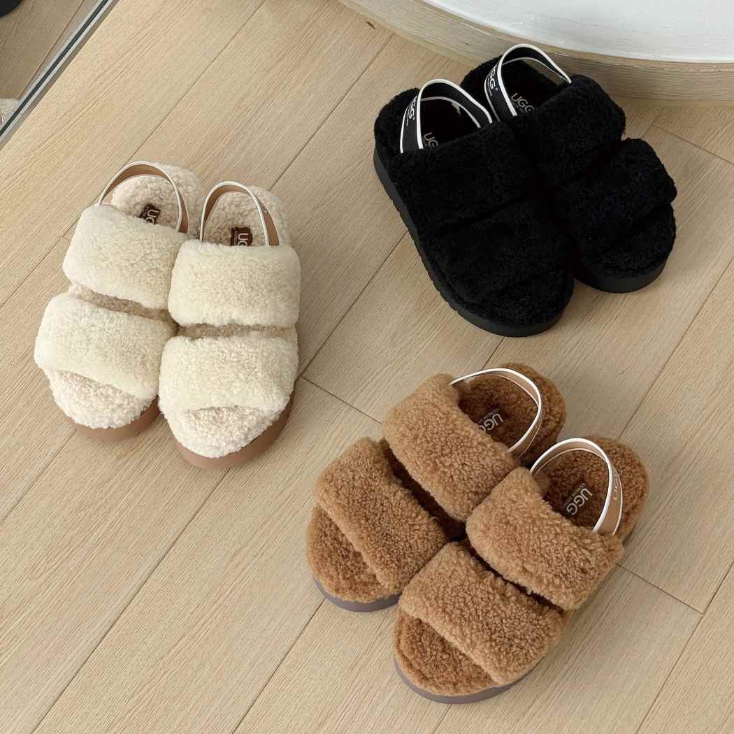 AUSTRALIAN SHEPHERD® UGG Women Double Strap Slingback Platform Fluffy Slides Lyam AS 2103