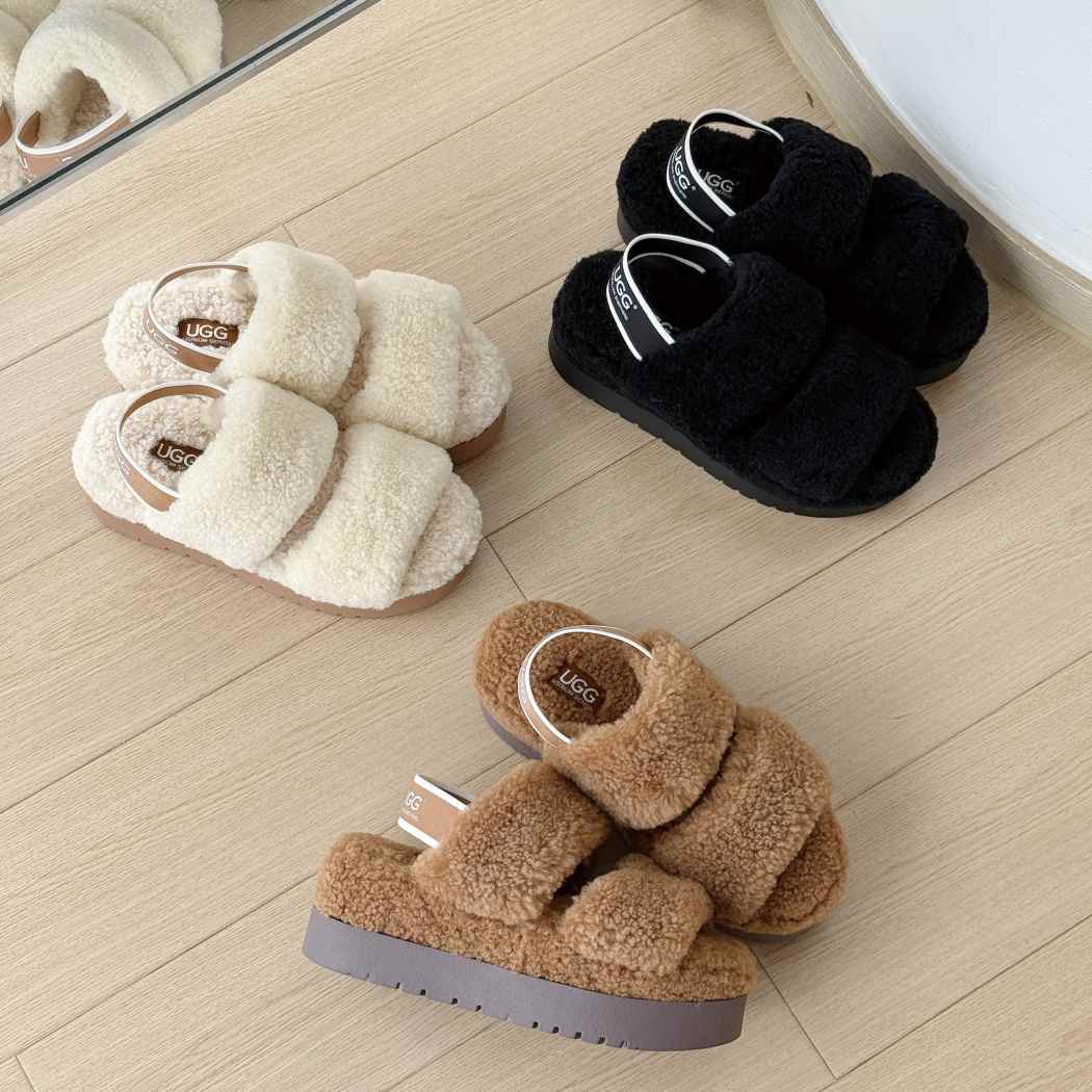 AUSTRALIAN SHEPHERD® UGG Women Double Strap Slingback Platform Fluffy Slides Lyam AS 2103