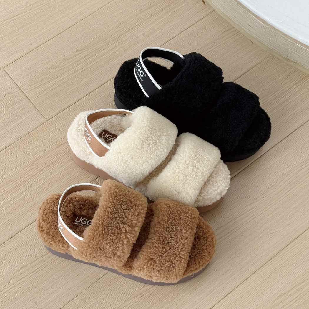 AUSTRALIAN SHEPHERD® UGG Women Double Strap Slingback Platform Fluffy Slides Lyam AS 2103