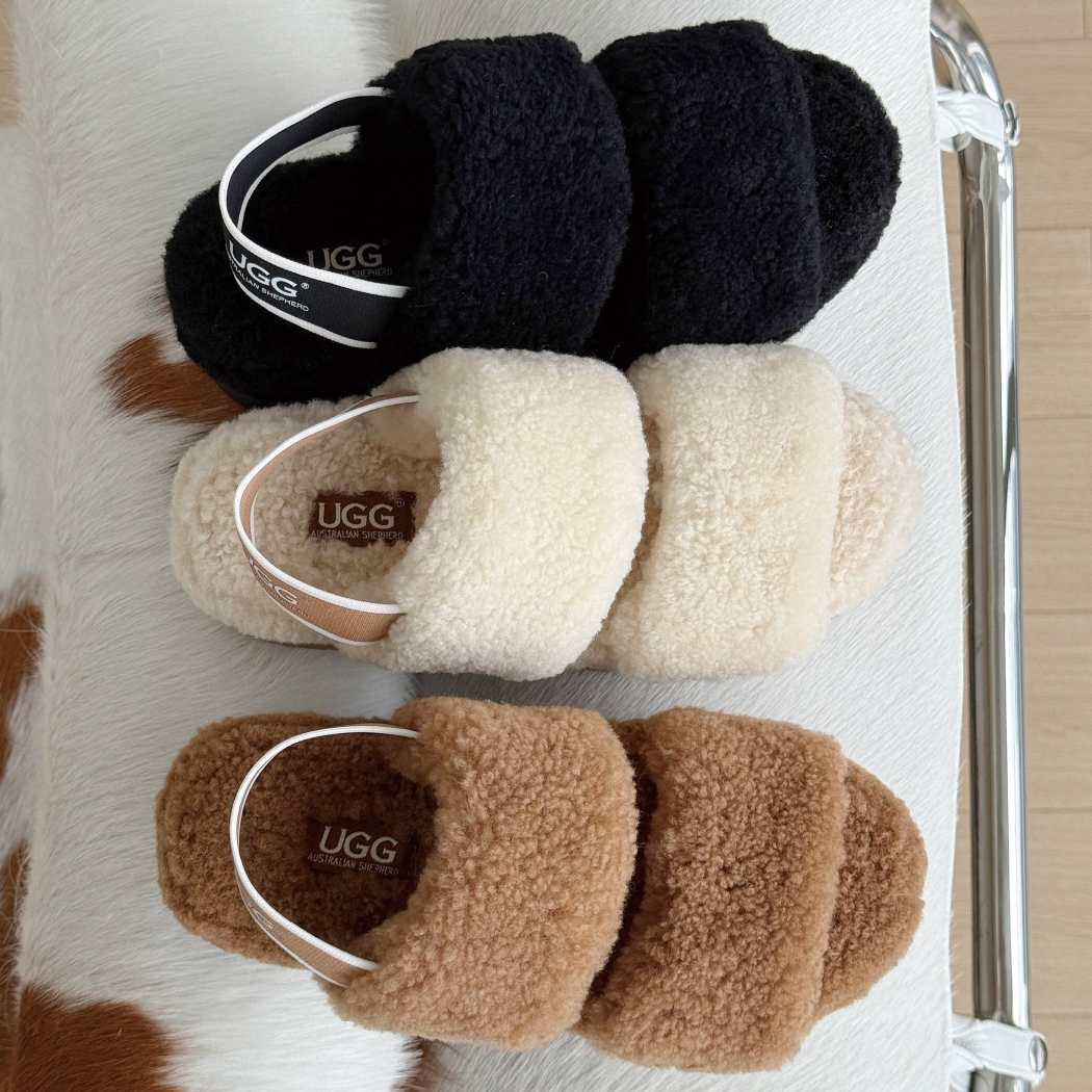 AUSTRALIAN SHEPHERD® UGG Women Double Strap Slingback Platform Fluffy Slides Lyam AS 2103