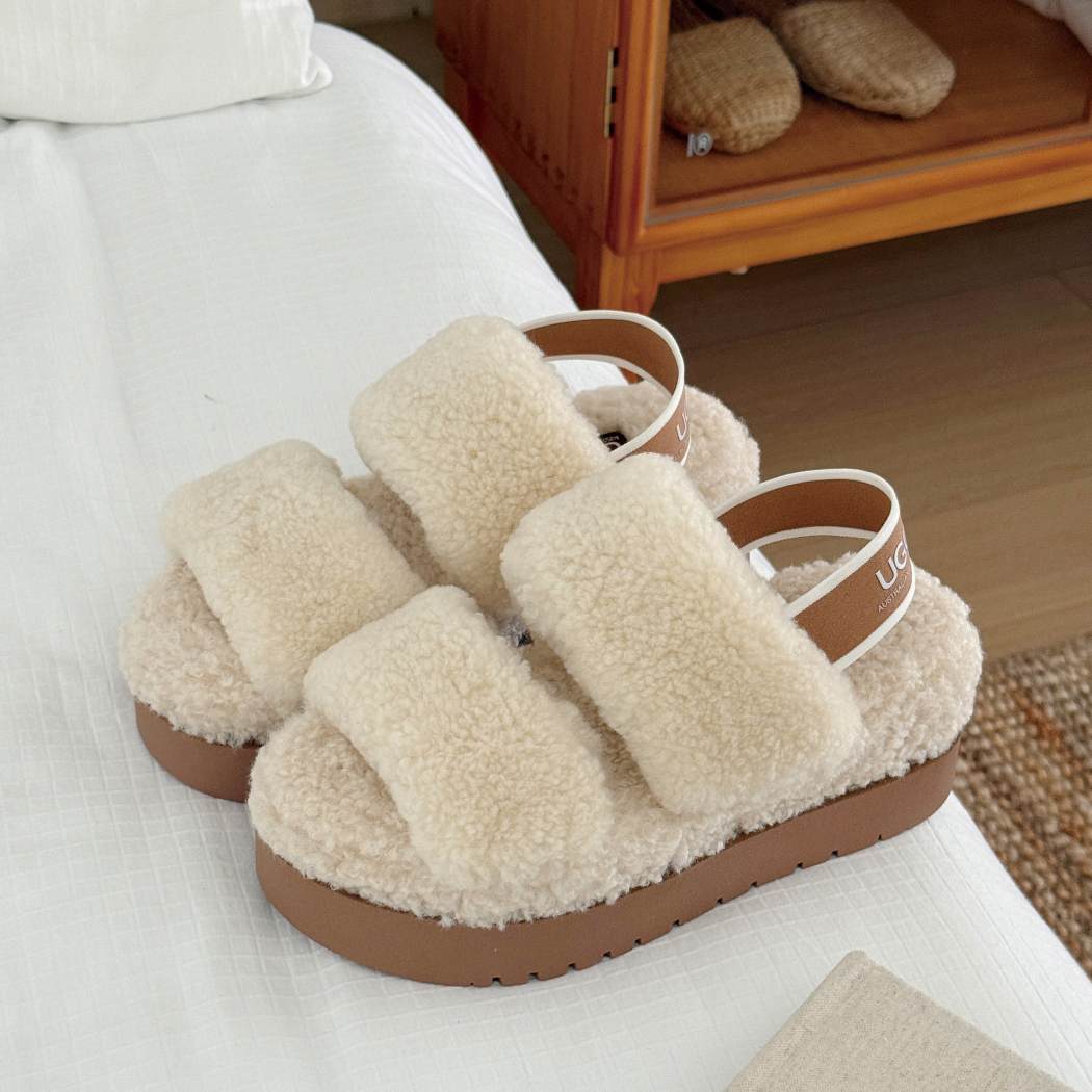 AUSTRALIAN SHEPHERD® UGG Women Double Strap Slingback Platform Fluffy Slides Lyam AS 2103