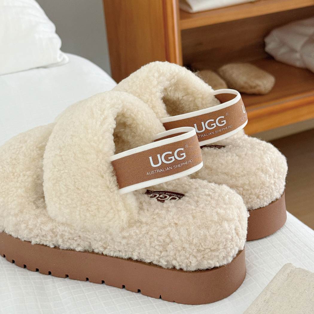 AUSTRALIAN SHEPHERD® UGG Women Double Strap Slingback Platform Fluffy Slides Lyam AS 2103
