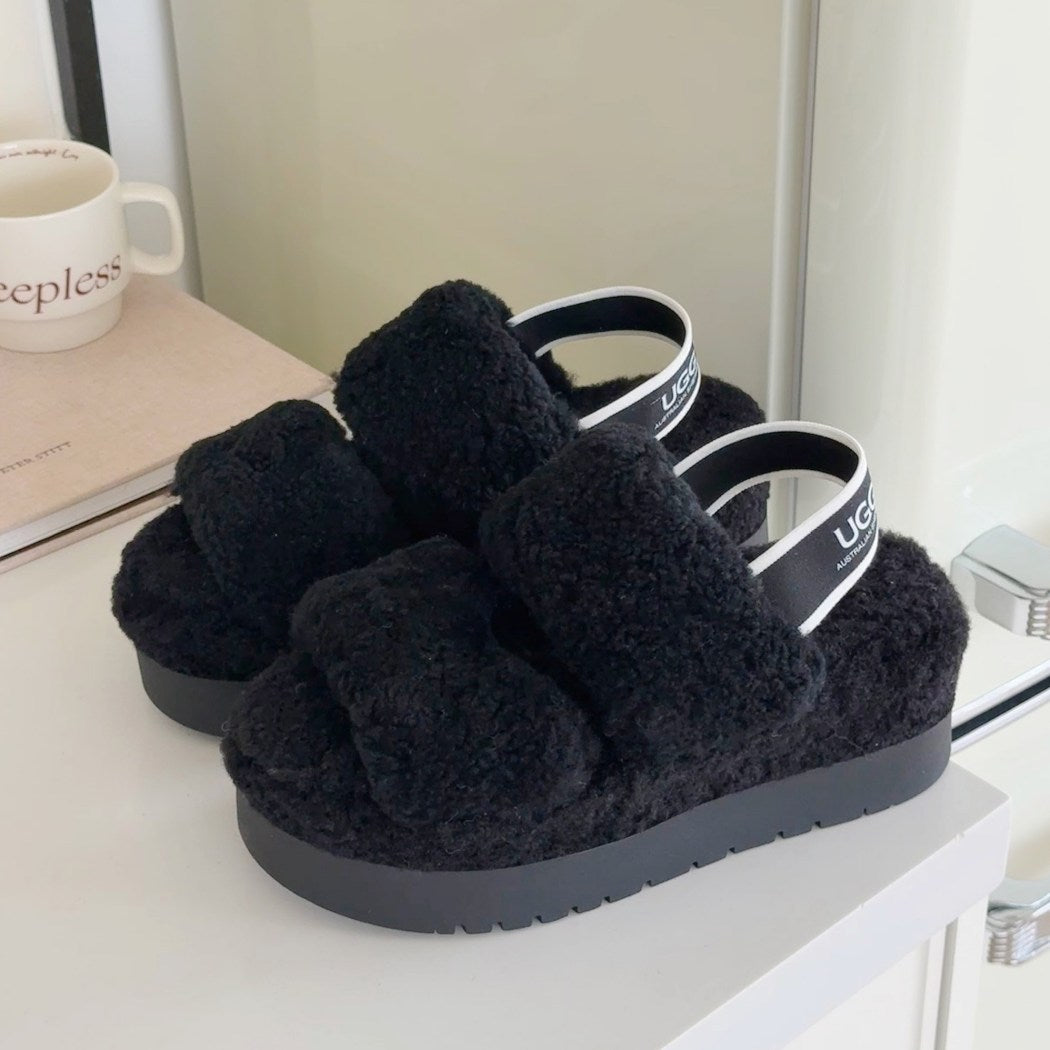 AUSTRALIAN SHEPHERD® UGG Women Double Strap Slingback Platform Fluffy Slides Lyam AS 2103