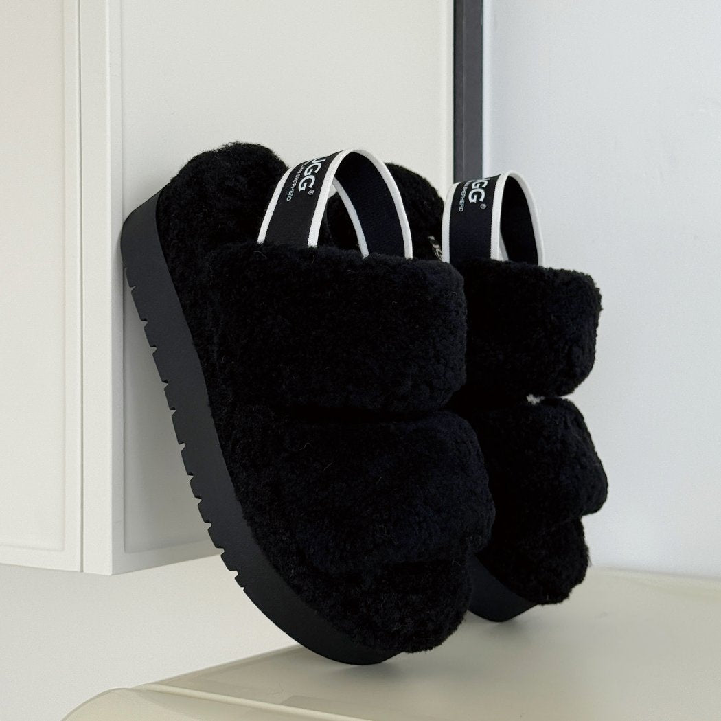 AUSTRALIAN SHEPHERD® UGG Women Double Strap Slingback Platform Fluffy Slides Lyam AS 2103