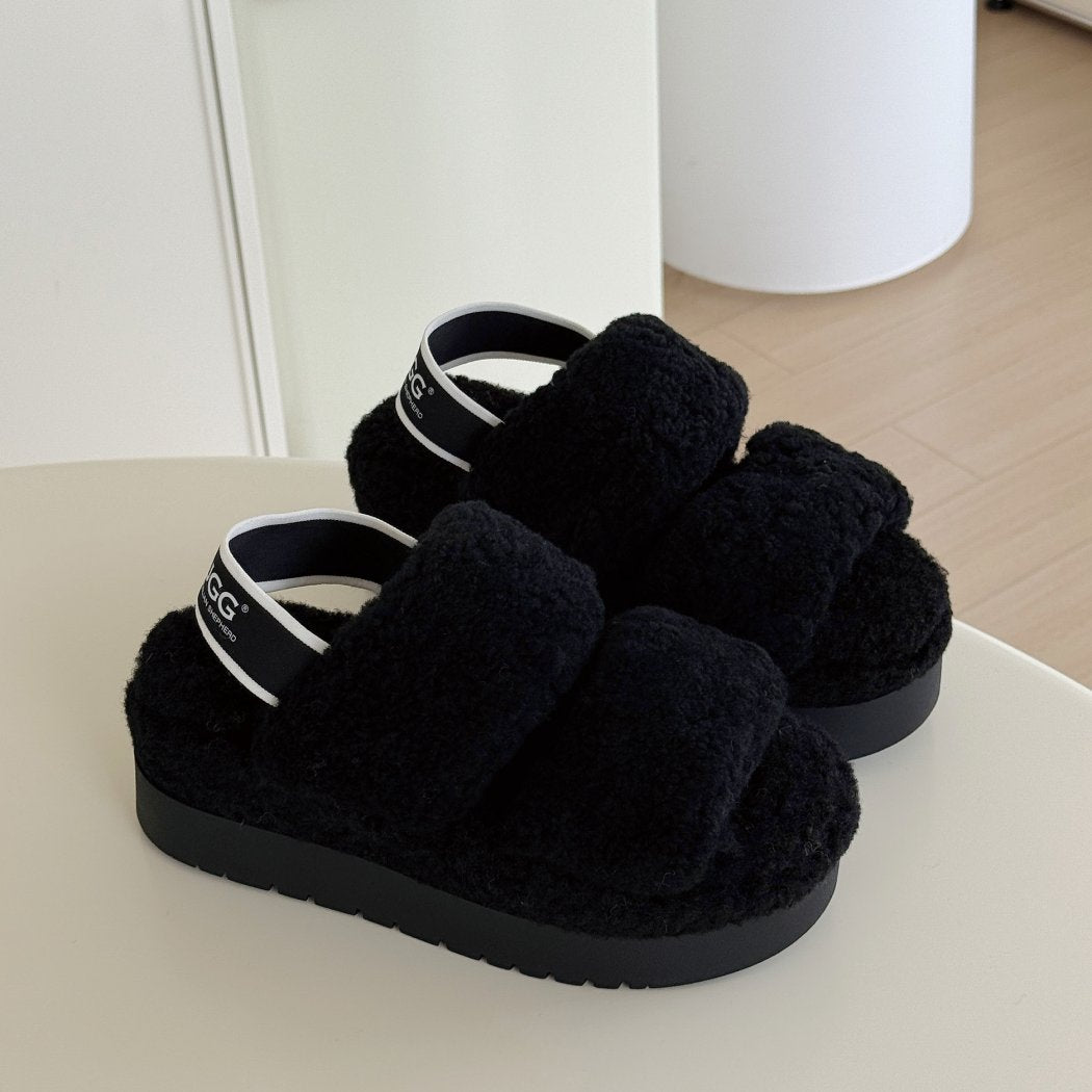 AUSTRALIAN SHEPHERD® UGG Women Double Strap Slingback Platform Fluffy Slides Lyam AS 2103