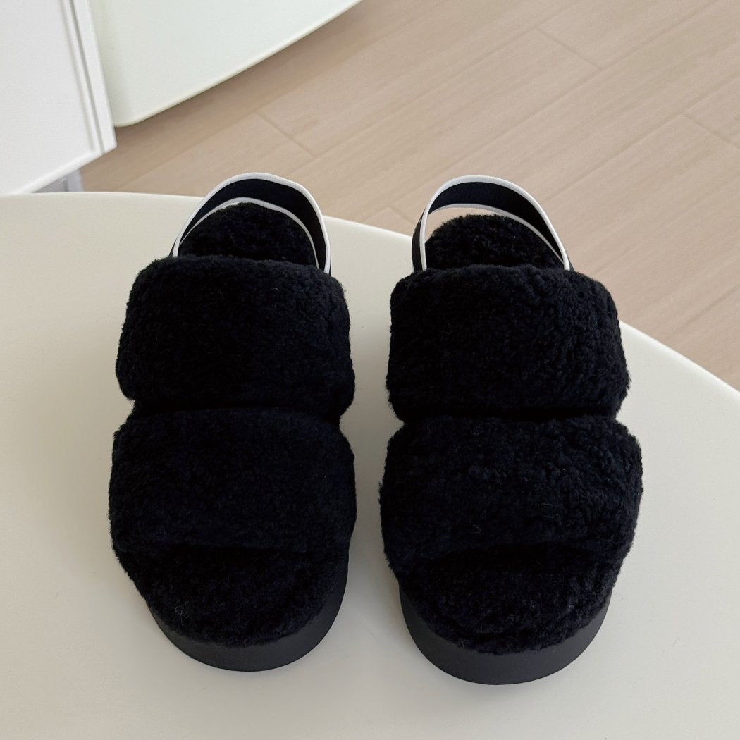 AUSTRALIAN SHEPHERD® UGG Women Double Strap Slingback Platform Fluffy Slides Lyam AS 2103