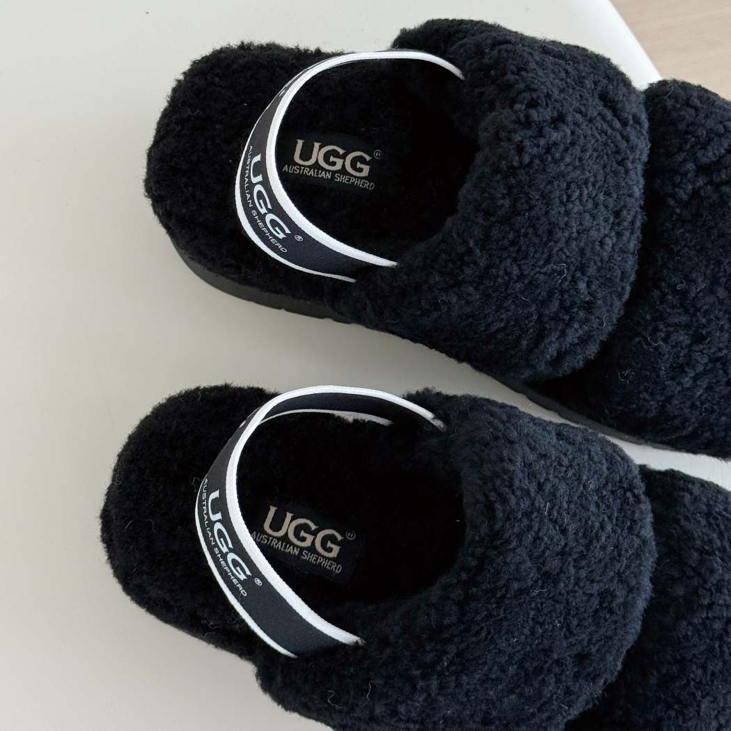 AUSTRALIAN SHEPHERD® UGG Women Double Strap Slingback Platform Fluffy Slides Lyam AS 2103