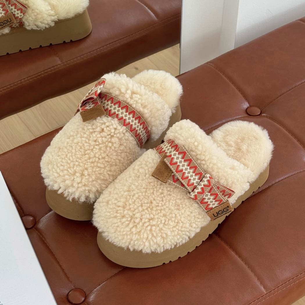 AUSTRALIAN SHEPHERD® UGG Women Sheepskin Wool Bow Platform Slippers Cecil AS 2129