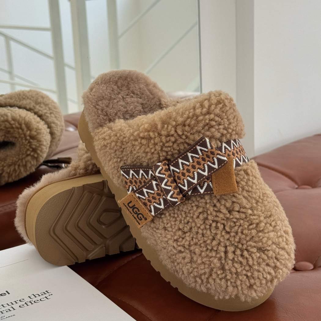 AUSTRALIAN SHEPHERD® UGG Women Sheepskin Wool Bow Platform Slippers Cecil AS 2129