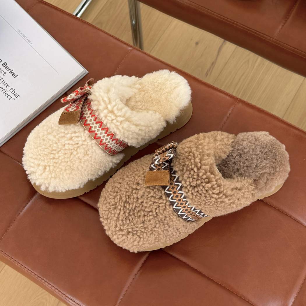 AUSTRALIAN SHEPHERD® UGG Women Sheepskin Wool Bow Platform Slippers Cecil AS 2129