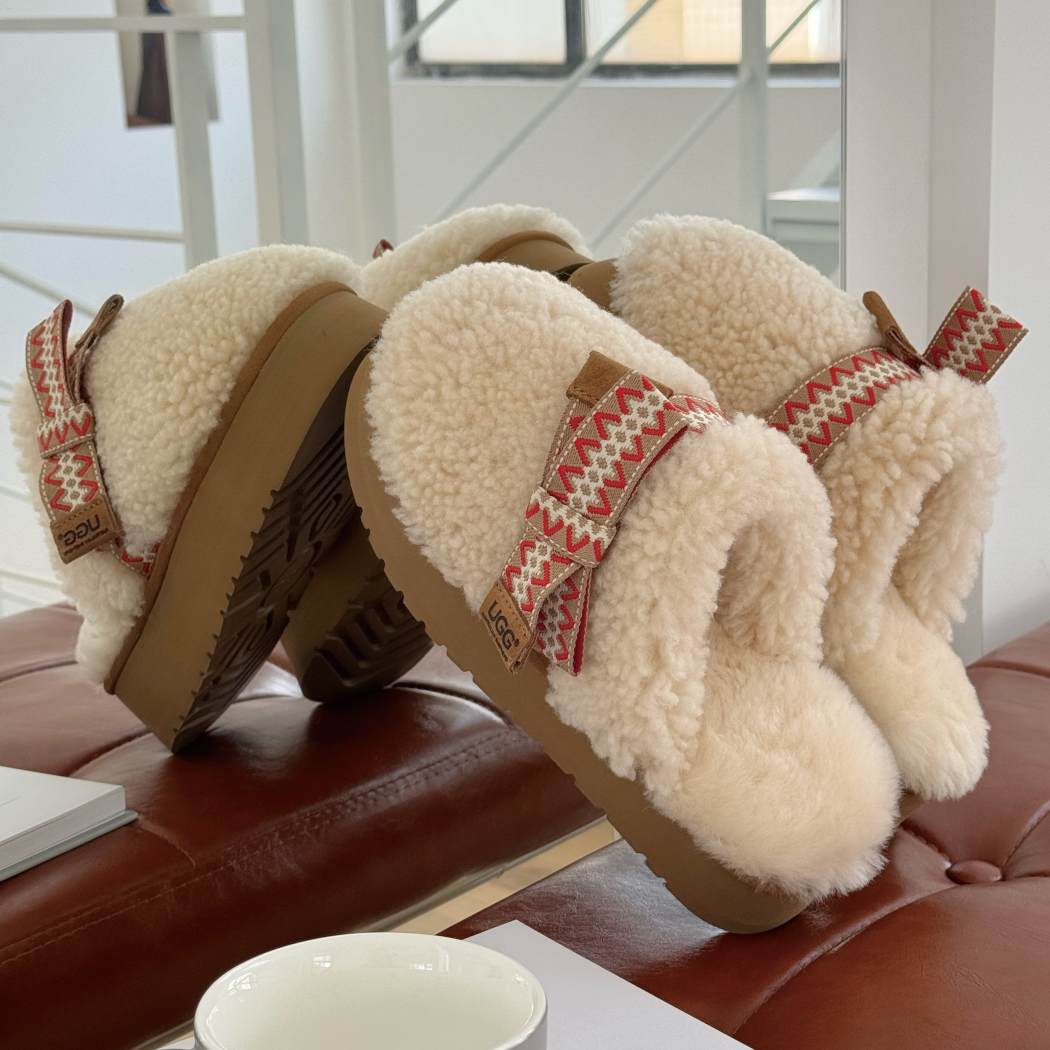 AUSTRALIAN SHEPHERD® UGG Women Sheepskin Wool Bow Platform Slippers Cecil AS 2129