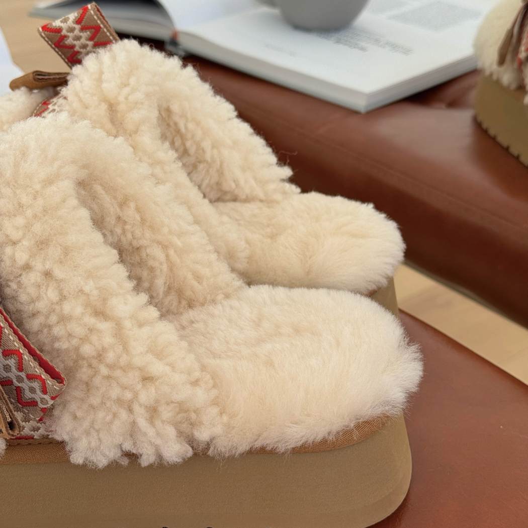 AUSTRALIAN SHEPHERD® UGG Women Sheepskin Wool Bow Platform Slippers Cecil AS 2129
