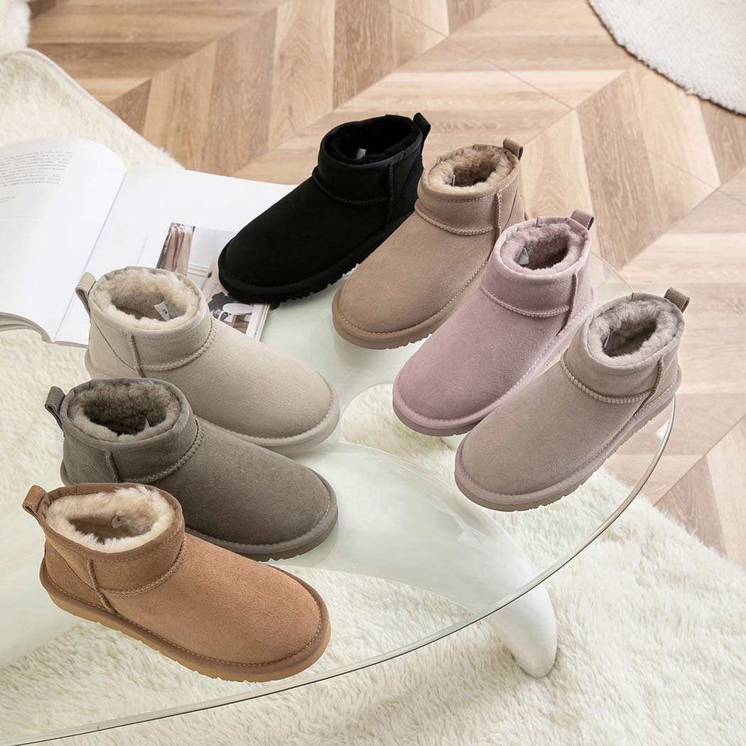 AUSTRALIAN SHEPHERD® UGG Boots Double Faced Sheepskin Wool Ankle Mini Boots Jade AS 3068