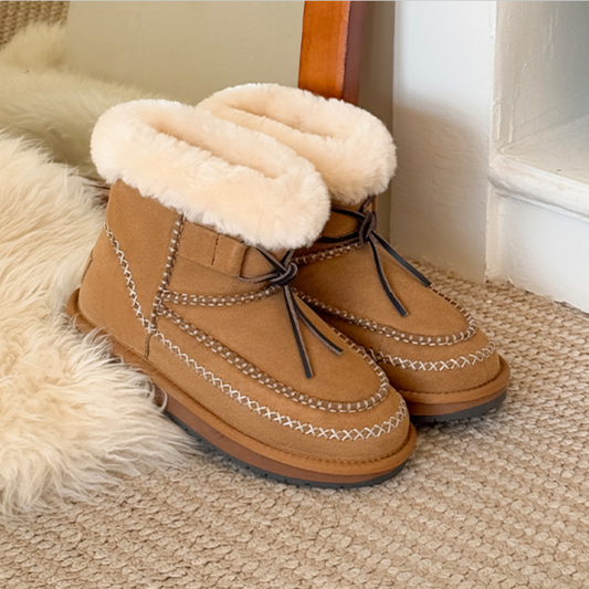 AUSTRALIAN SHEPHERD® UGG Boots Women Sheepskin Wool Ankle Woven Mini Stormy AS 3075