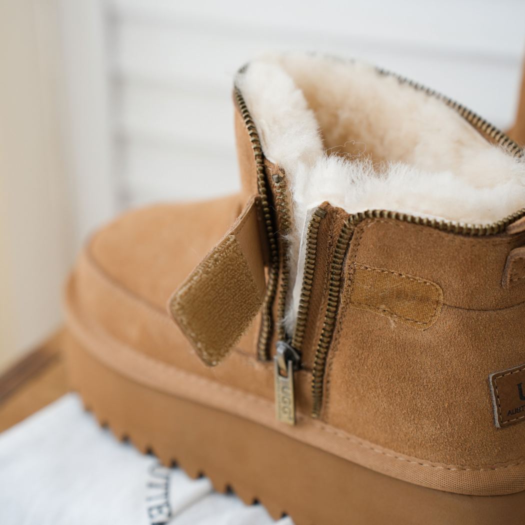 AUSTRALIAN SHEPHERD® UGG Boots Sheepskin Wool Zipper Ankle Platform Arya AS 3076