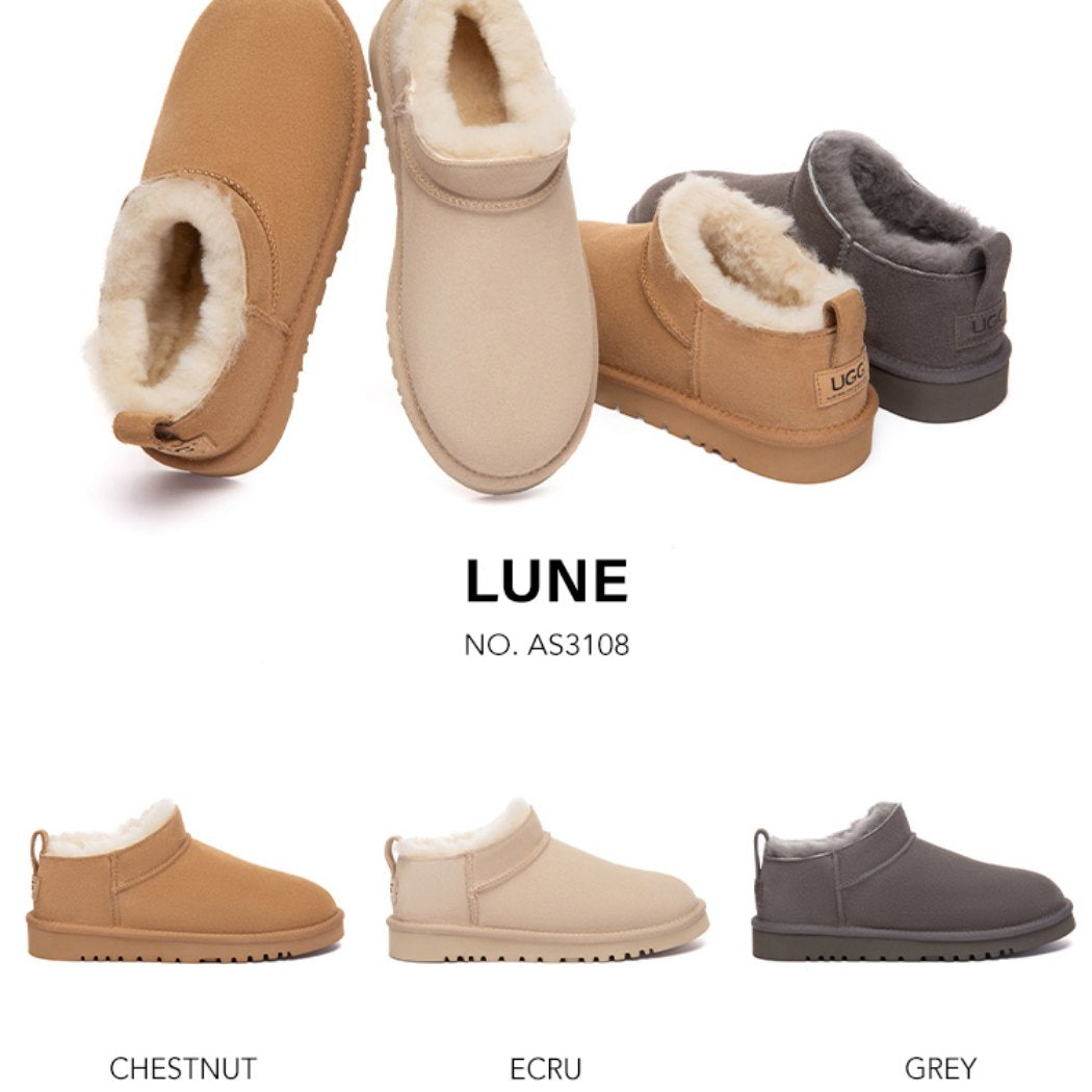 AUSTRALIAN SHEPHERD® UGG Lune Sheepskin Wool Low Cut Ankle Boots AS 3108