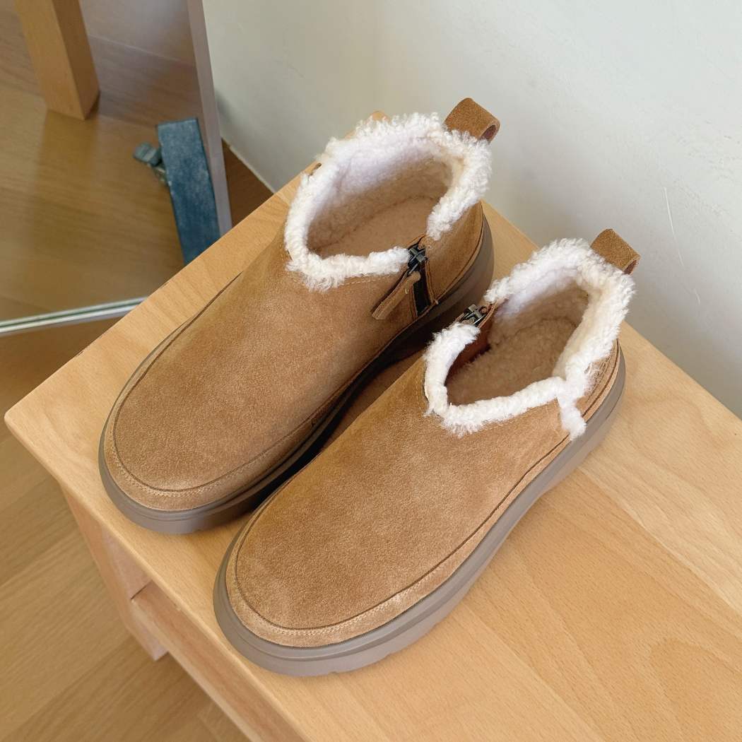 AUSTRALIAN SHEPHERD® Sheepskin Wool Zip Chunky Ankle Boots AS 3158