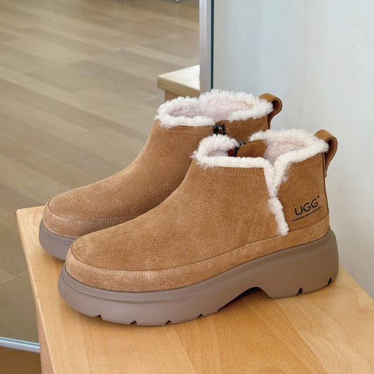 AUSTRALIAN SHEPHERD® Sheepskin Wool Zip Chunky Ankle Boots AS 3158