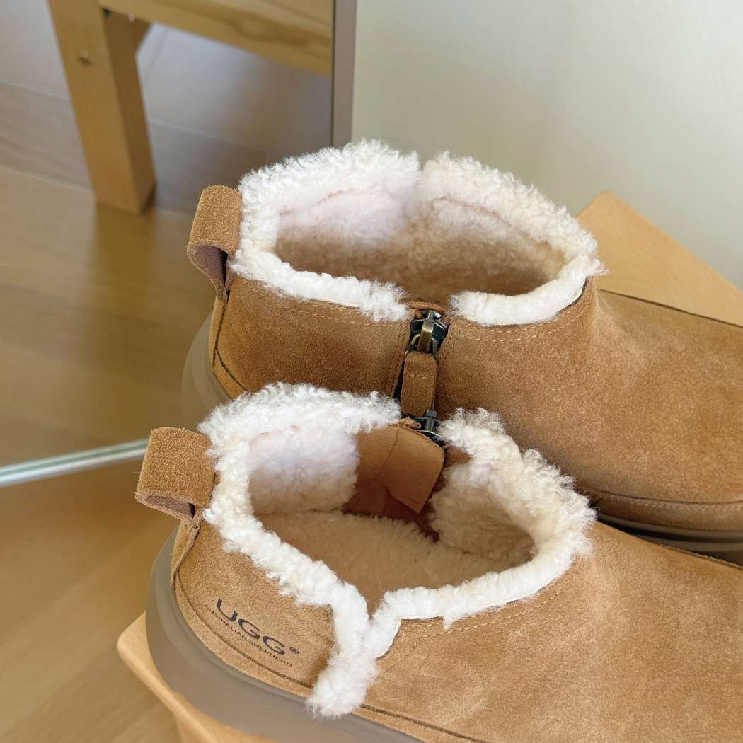AUSTRALIAN SHEPHERD® Sheepskin Wool Zip Chunky Ankle Boots AS 3158