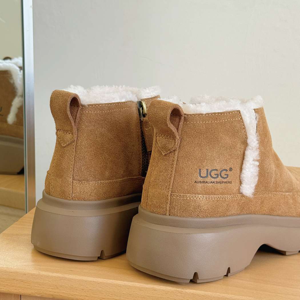 AUSTRALIAN SHEPHERD® Sheepskin Wool Zip Chunky Ankle Boots AS 3158